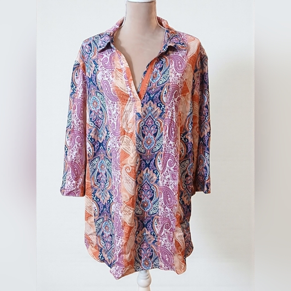 Alfred Dunner Tops - Alfred Dunner Colorful Paisley Stripe Womans Plus Blouse Top 3x Patchwork
